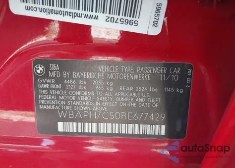 2011 BMW 328I from USA, damaged, VIN WBAPH7C50BE677429
